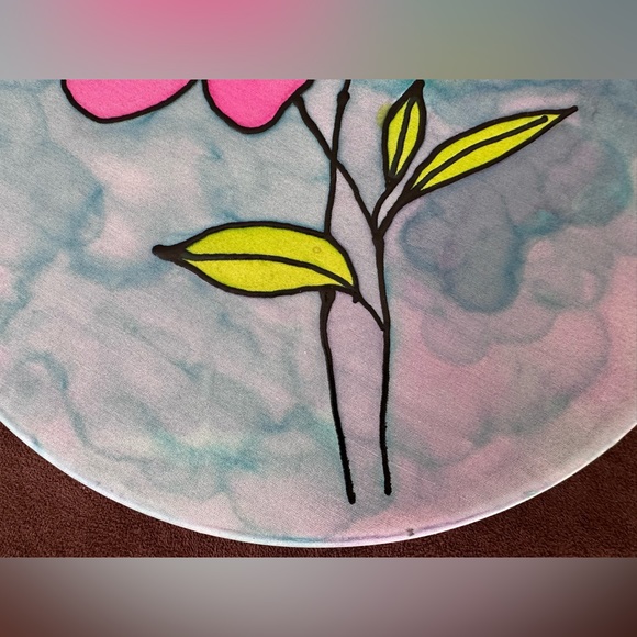 Handmade Silk Painting Art Piece - Hawaiian Flower Vibrant Colors Tie Dye Effect - Picture 5 of 13